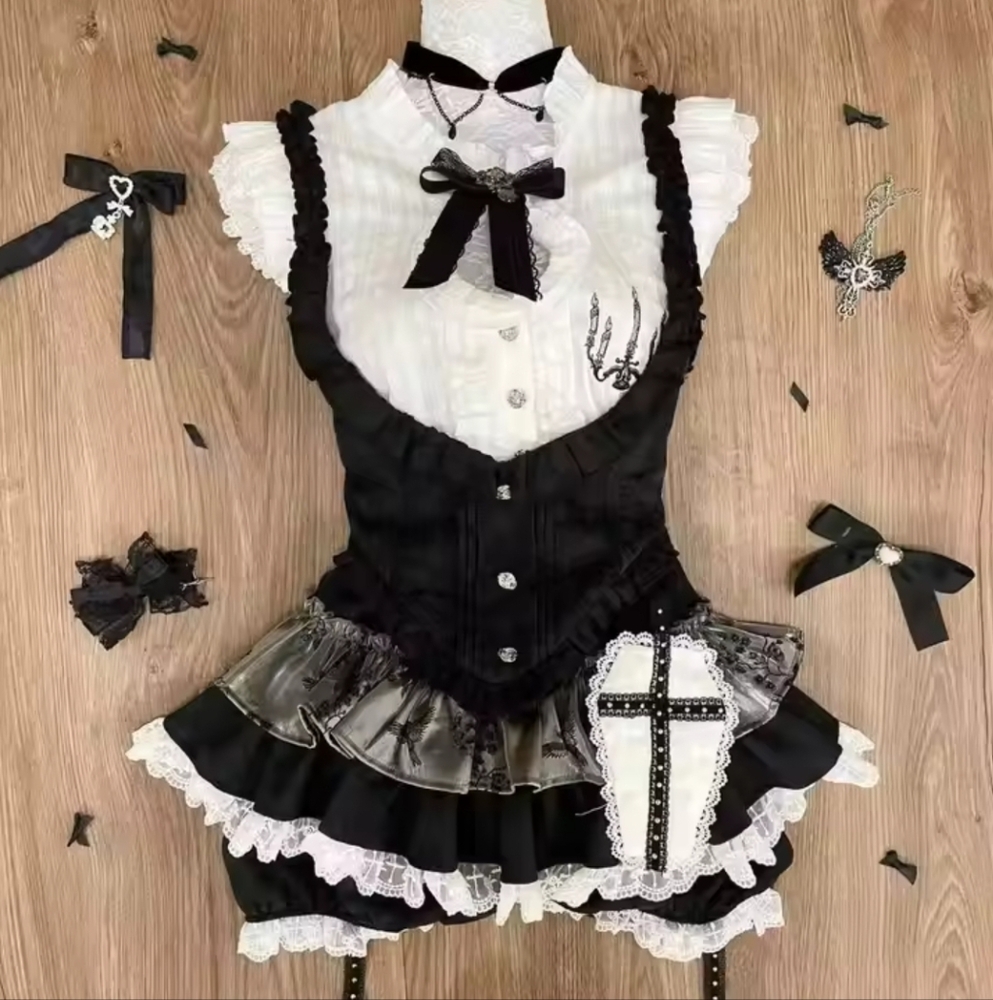 Gothic Lolita Black and White Dress